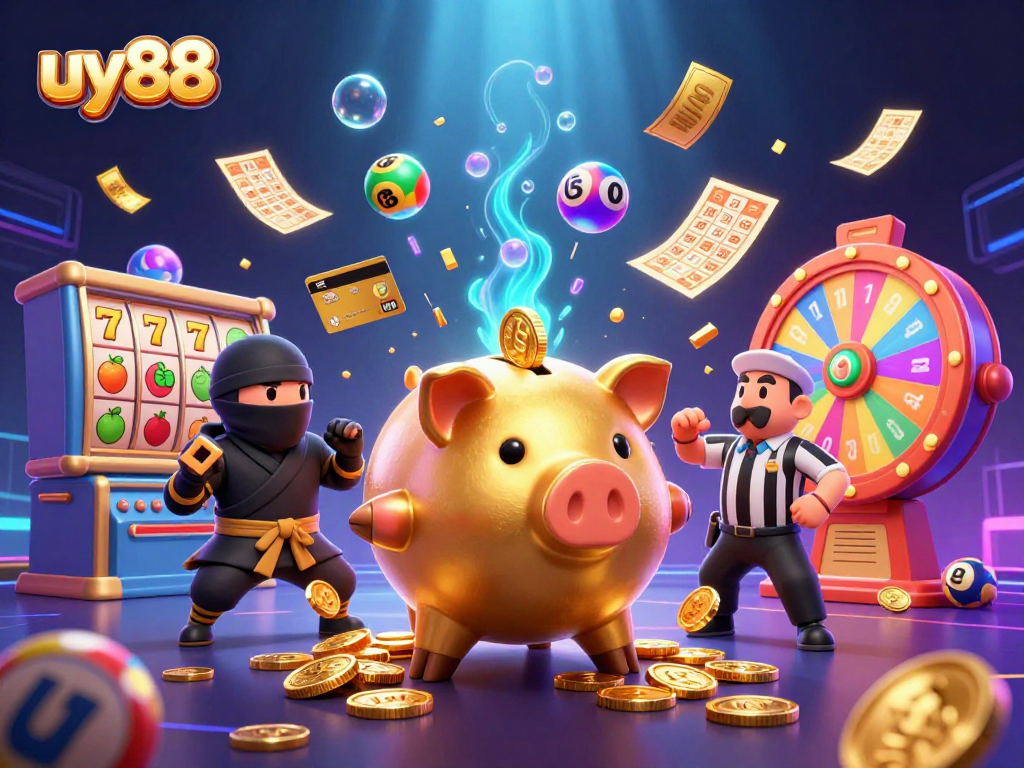 Experience thrilling jackpot excitement with uy88 casino featuring vibrant slot elements and dynamic characters.