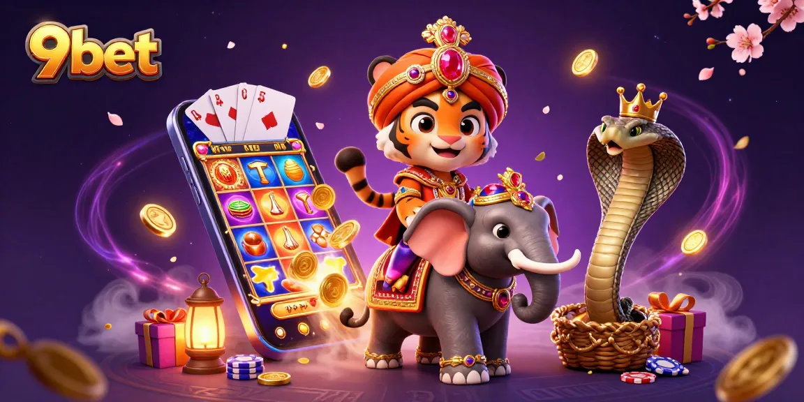 Experience the thrilling 9bet adventure with a vibrant 3D casino scene full of excitement.