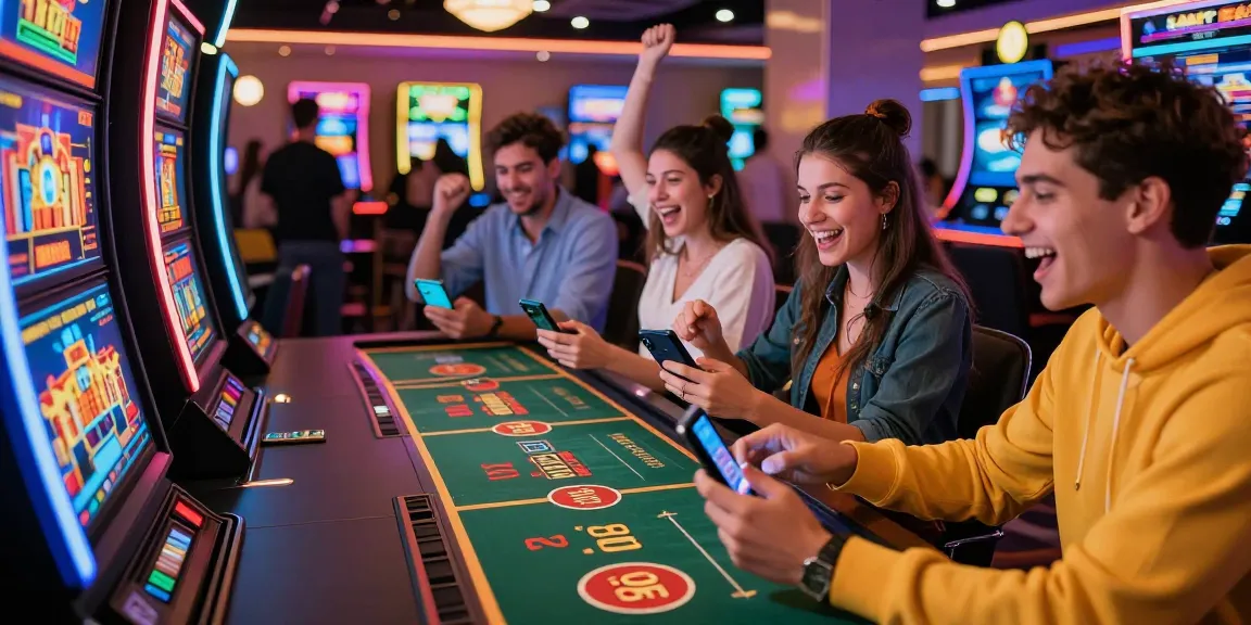 Exciting KO66 online gaming atmosphere with players enjoying mobile casino games in a vibrant environment.