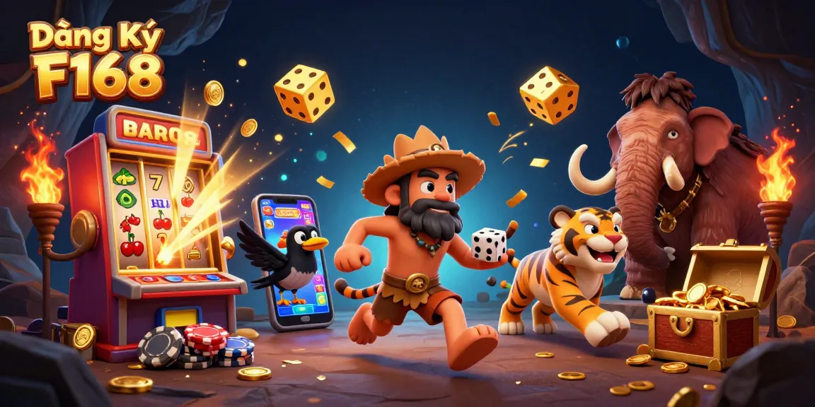 Play at Đăng Ký F168's exciting casino scene featuring vibrant characters and jackpot symbols for thrilling action.