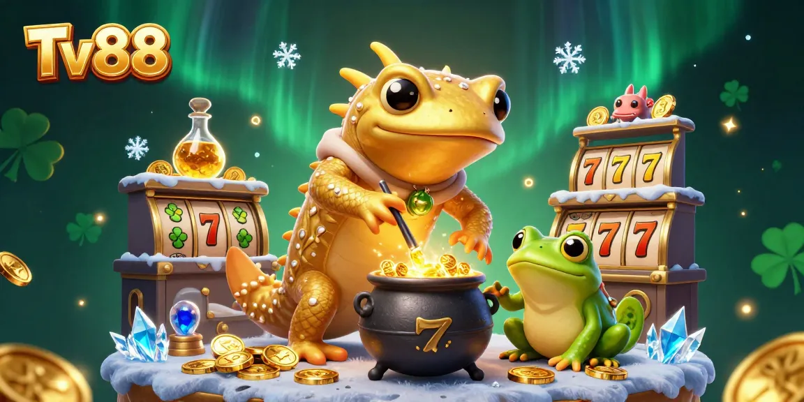 Experience slots and jackpots at Tv88 with a golden salamander alchemist in a magical scene.