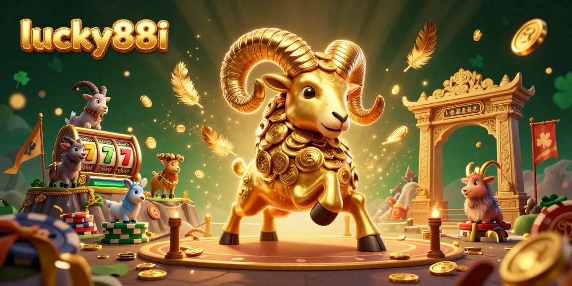 Bet big at lucky88i with vibrant golden ram charging towards a jackpot in this dynamic casino scene.
