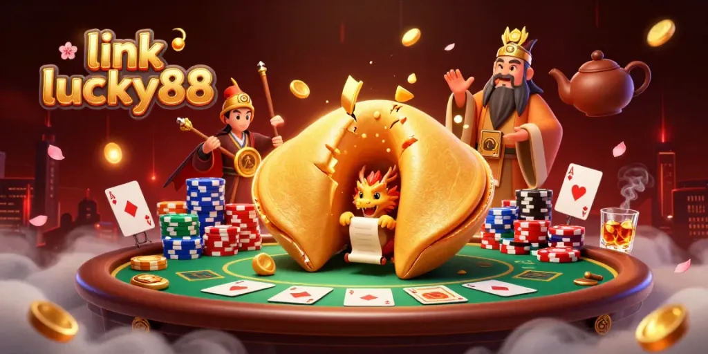 Experience the thrill of gaming with link lucky88, showcasing a vibrant casino scene full of characters and action.