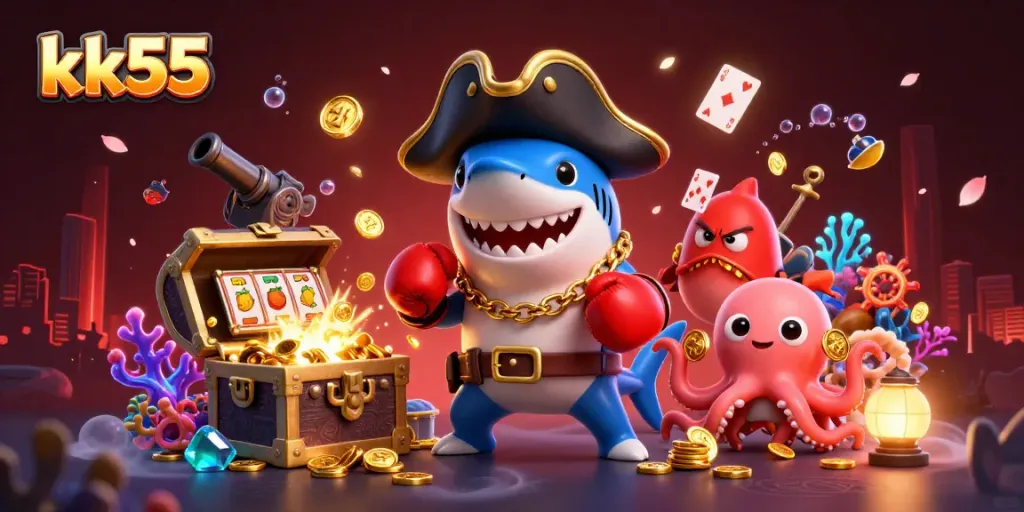 Engage with the kk55 pirate shark in a vibrant underwater casino adventure with dynamic scenes