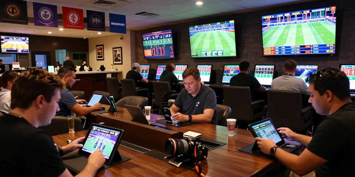 Pengguna sbobet88 memasang taruhan di lounge judi olahraga modern dengan suasana nyaman