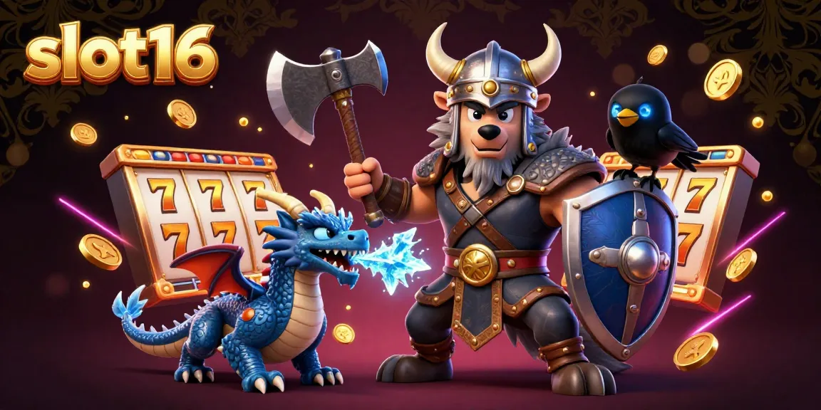 Spin to win with slot16 as a Viking wolf warrior leads in this dynamic 3D illustration.