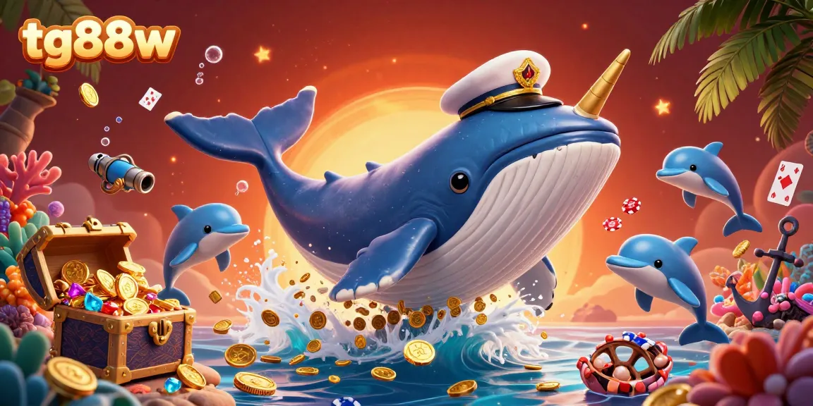 Engage in thrilling underwater adventures with tg88w's exciting casino games amid playful characters and vibrant gold coins.