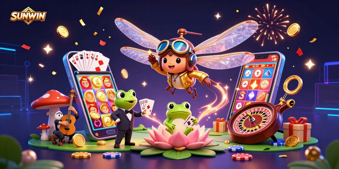 SUNWIN offers exciting casino experiences featuring a dragonfly pilot and dramatic game elements in a vibrant scene