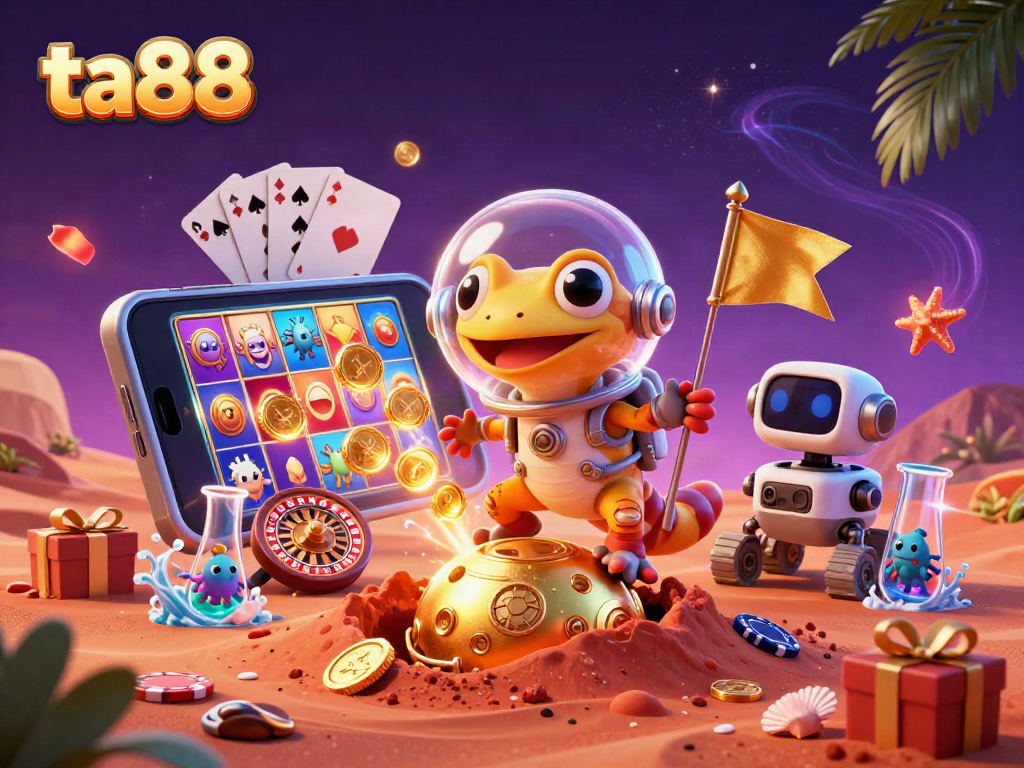 Experience the thrilling ta88 casino adventure with a Martian gecko discovering treasures