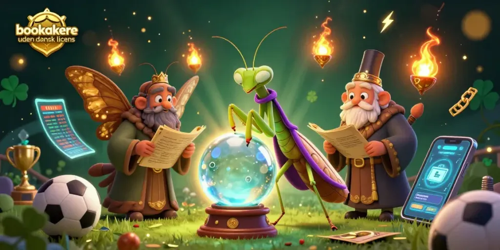 Engage with bookmakere uden dansk licens at a vibrant sports betting scene with fortune teller magic.