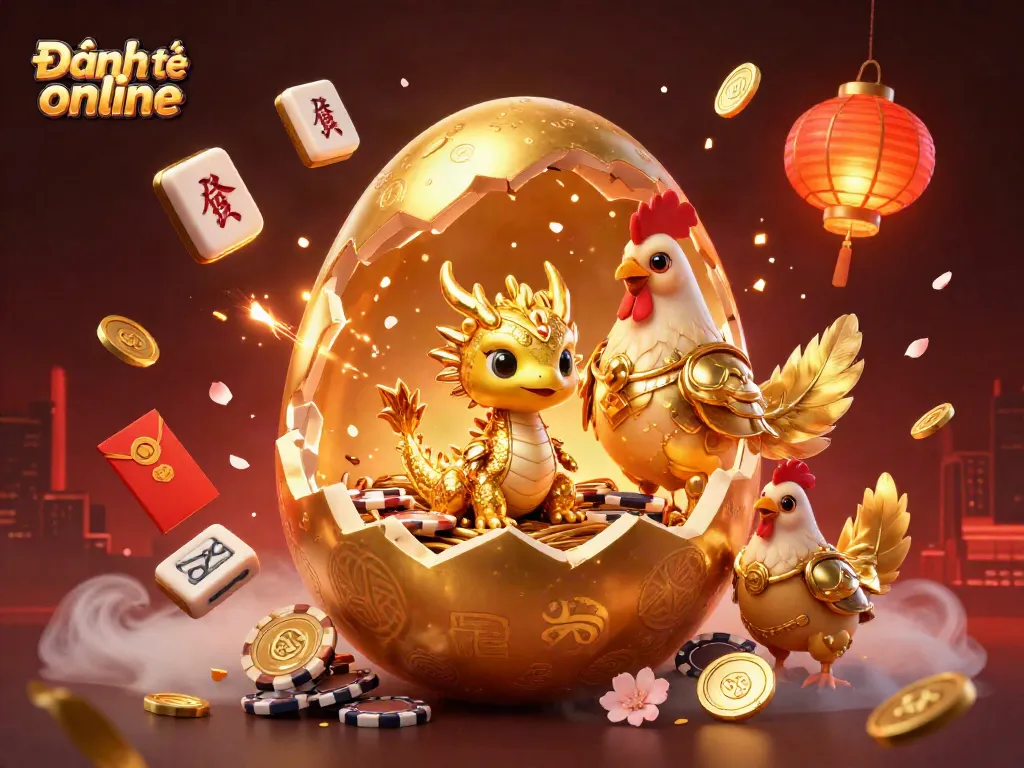 Engage in Đánh đề online with our captivating scene showcasing a golden dragon and poker chips.