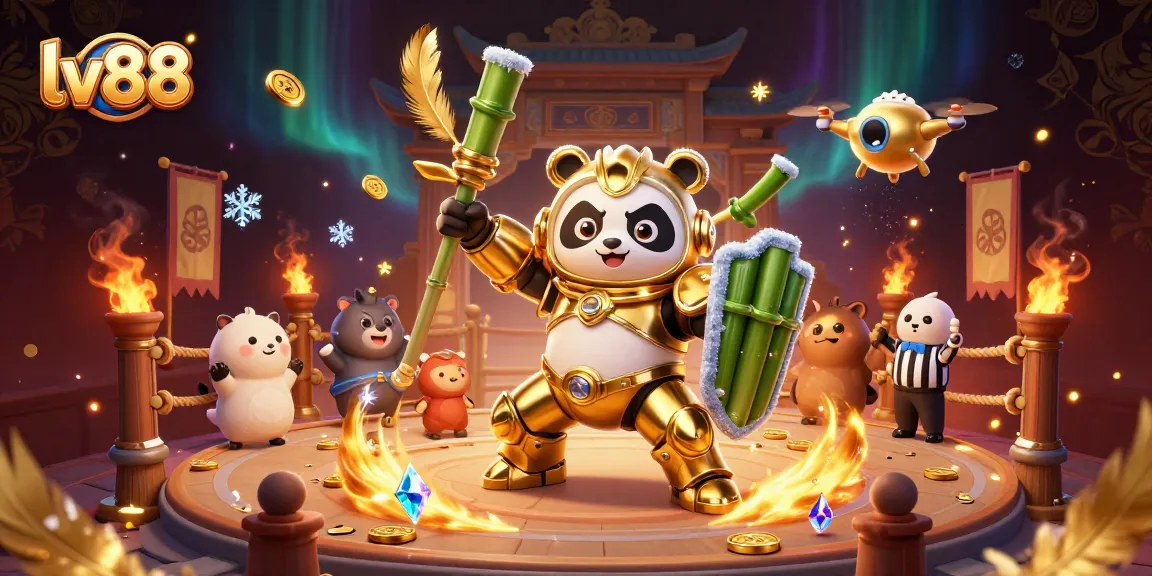 Experience thrilling moments with LV88’s dynamic gaming arena featuring unique characters and vibrant elements.