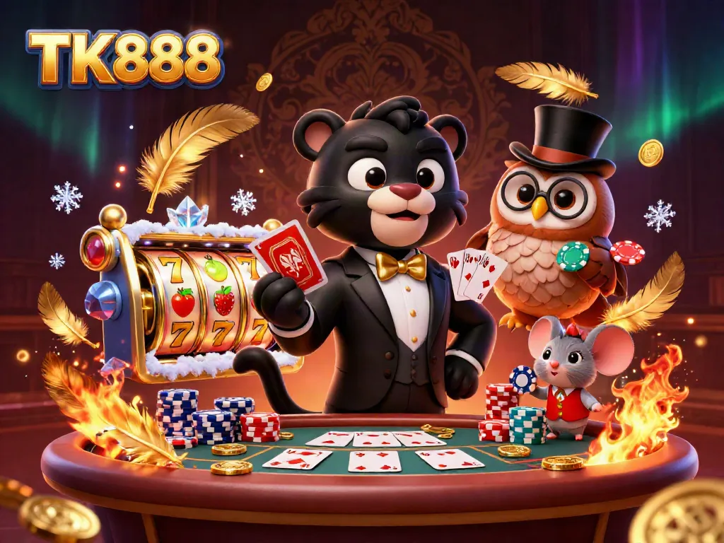 Experience thrilling gameplay with TK888, capturing a black panther dealer and friends at a vibrant poker table.