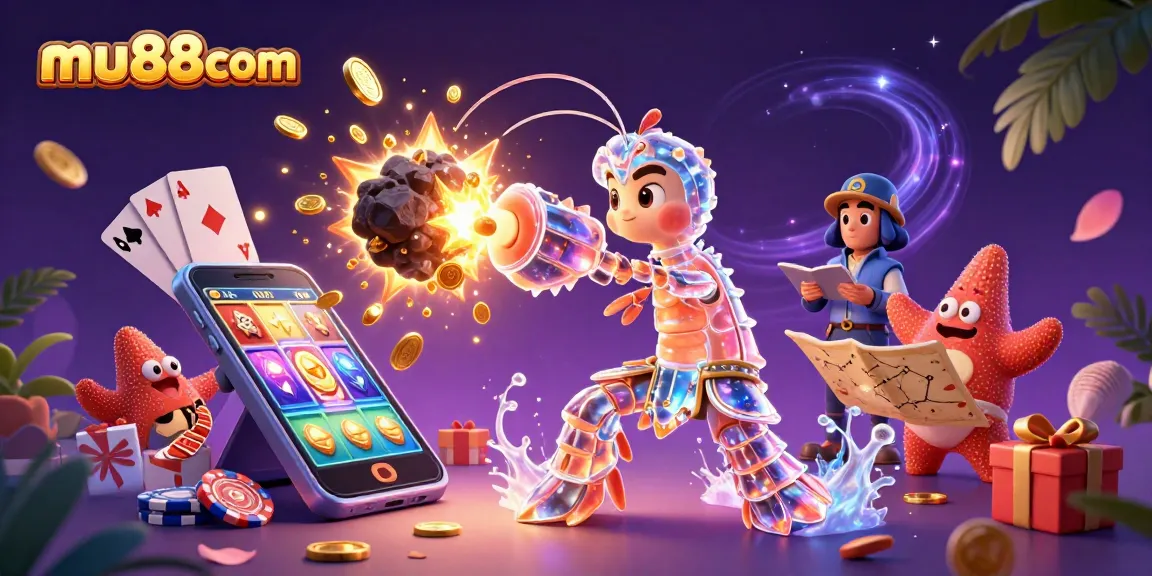 Experience thrilling jackpots with mu88com's vibrant animated casino scene featuring galactic characters.