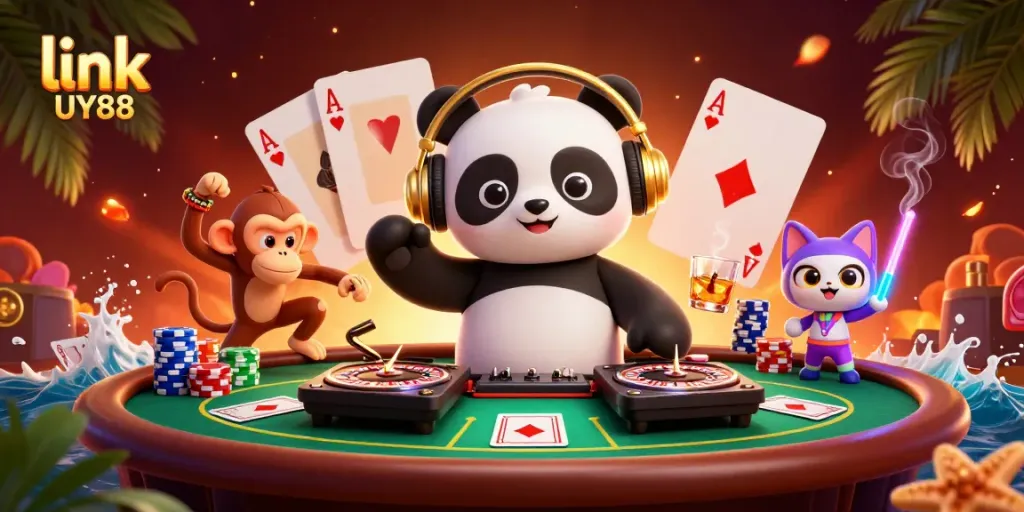 Experience the thrilling action of link UY88 with dynamic casino characters and vivid gaming elements