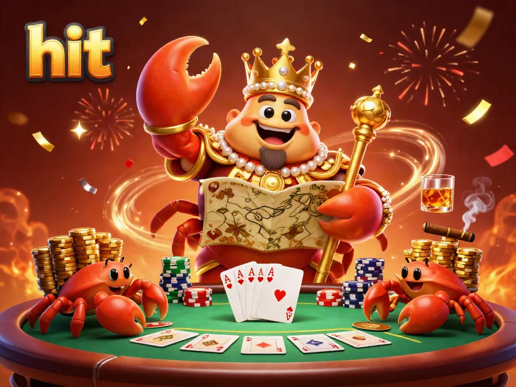 Experience the thrill of hit gaming with the golden crab emperor and vibrant casino elements.
