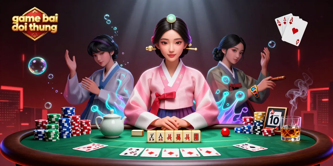 Experience game bai doi thuong with a serene Asian woman at a vibrant poker scene.