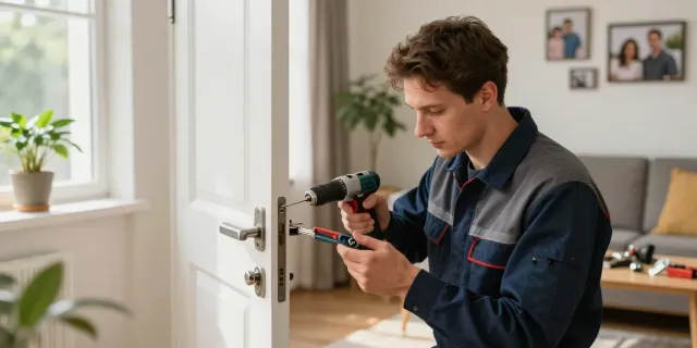 Slot vervangen Arnhem door een professionele slotenmaker in een gezellige woning, met gereedschap in de buurt.