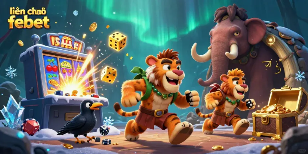 Experience the thrilling universe of "liên hệ febet" through a vibrant 3D casino carnival scene.