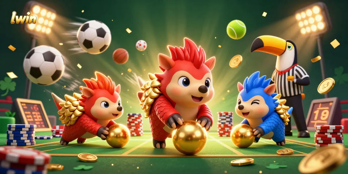 llwin pangolins competing in a vibrant gambling scene surrounded by sports elements and poker chips
