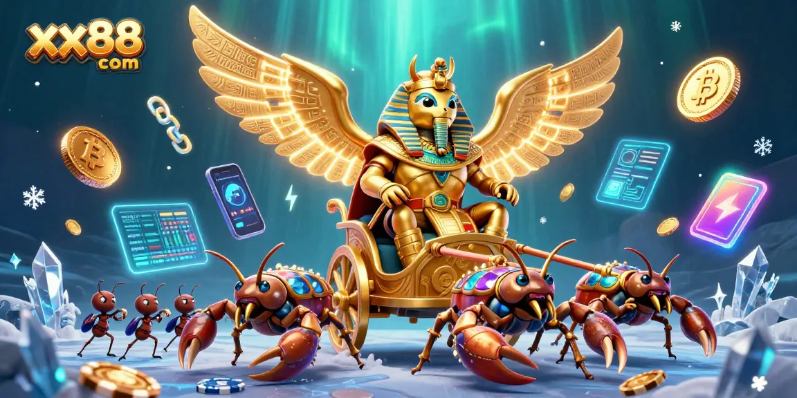 Join the thrilling adventure at xx88 com with a vibrant casino scene featuring epic characters and crypto elements.