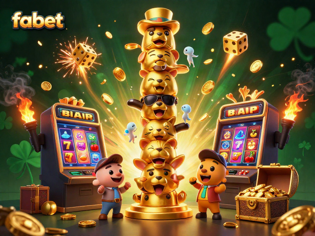 Experience the thrill of fabet with vibrant casino elements, characters, and stunning jackpot effects!