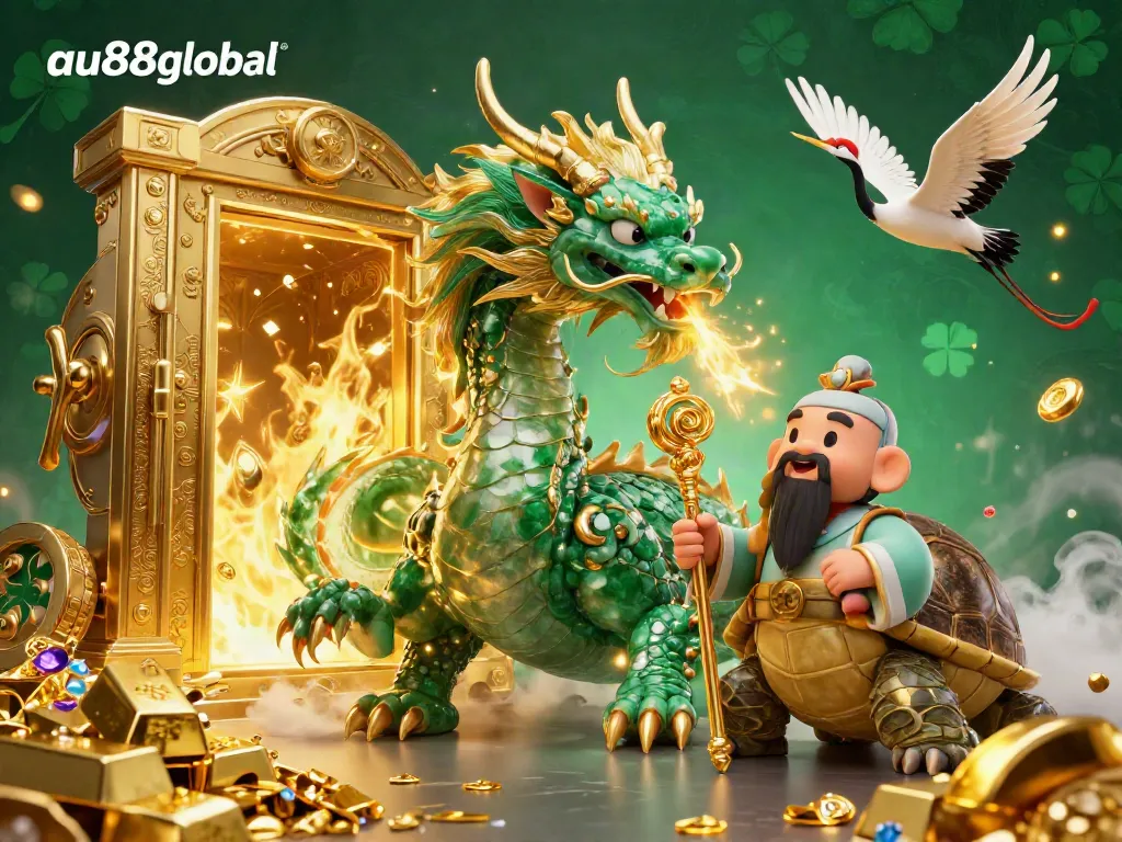 Experience the excitement of gambling with au88global surrounded by dragons, treasures, and lucky symbols.