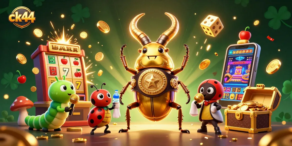 Celebrate wins at ck44 with exciting slots and vibrant gaming characters amid a dynamic casino scene.