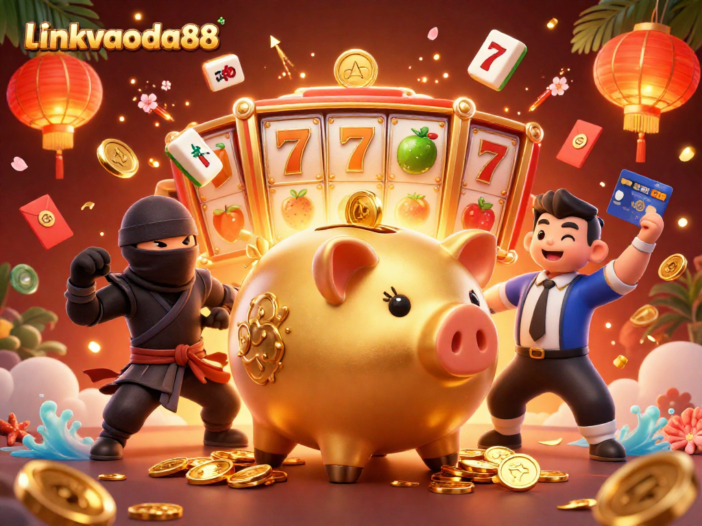 Experience the thrill of linkvaoda88 with a dynamic casino scene featuring innovative characters and game elements