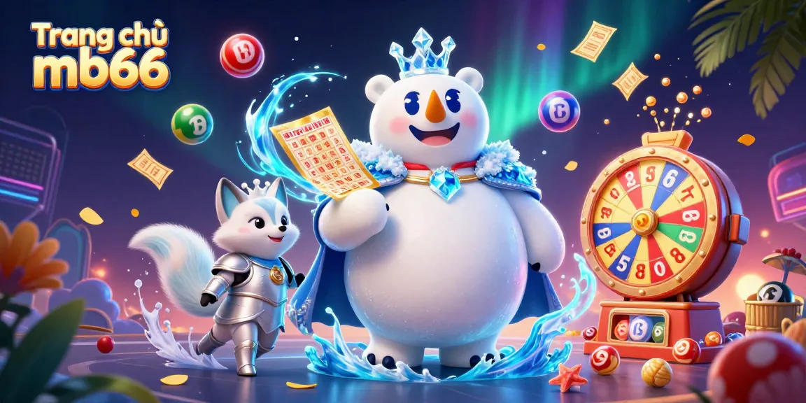 Experience winning with Trang chủ mb66, a vibrant scene of a lottery-themed digital illustration.