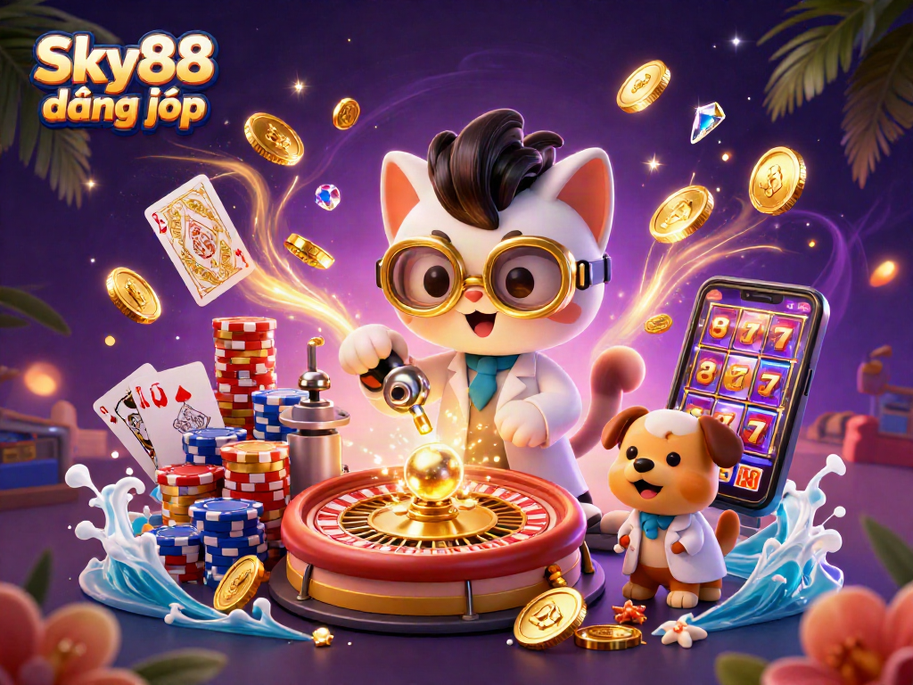 Experience thrilling wins with Sky88 đăng nhập in a vibrant online casino scene featuring dynamic game action.