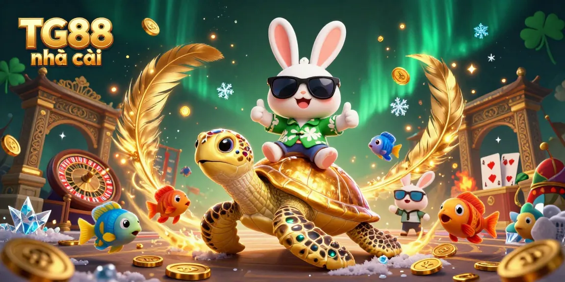 Experience excitement with TG88 nhà cái in a vibrant, dynamic casino scene featuring lucky mascot characters.