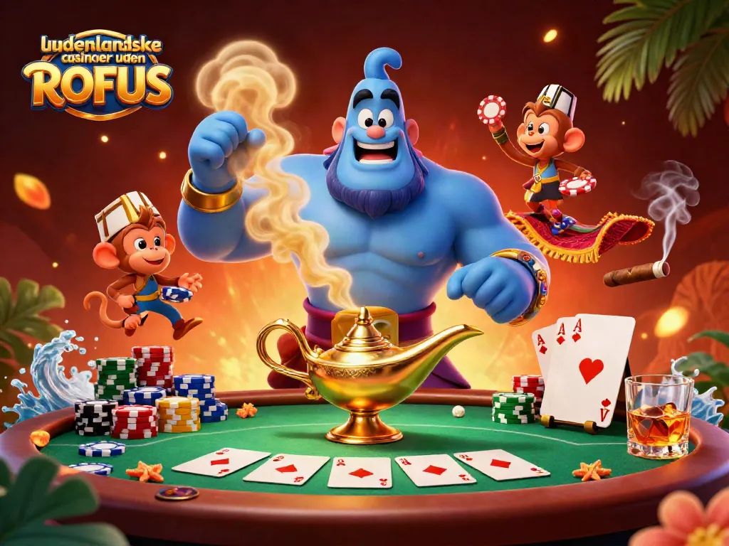 Engage with udenlandske casinoer uden ROFUS through this vibrant, dynamic 3D casino illustration showcasing thrilling action.