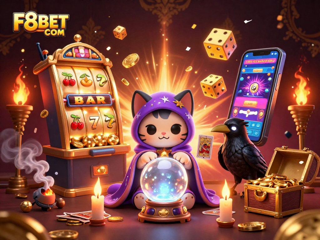 Experience the thrilling magic of F8BET COM with a dynamic display of slots, fortune, and casino excitement.