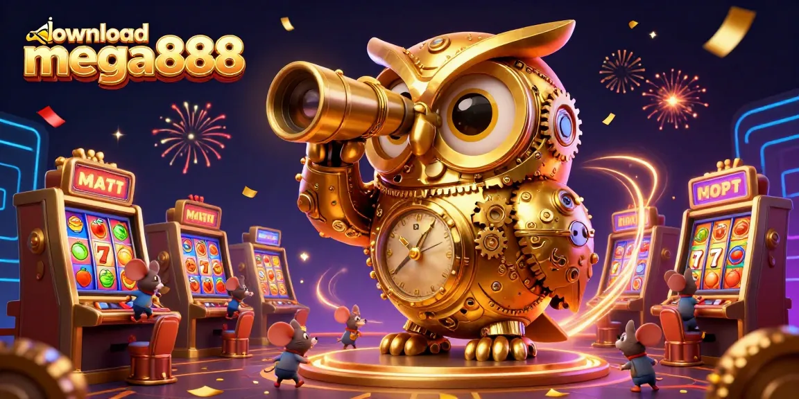 Enjoy a thrilling experience as you download mega888 while spinning colorful slot reels in a vibrant casino.