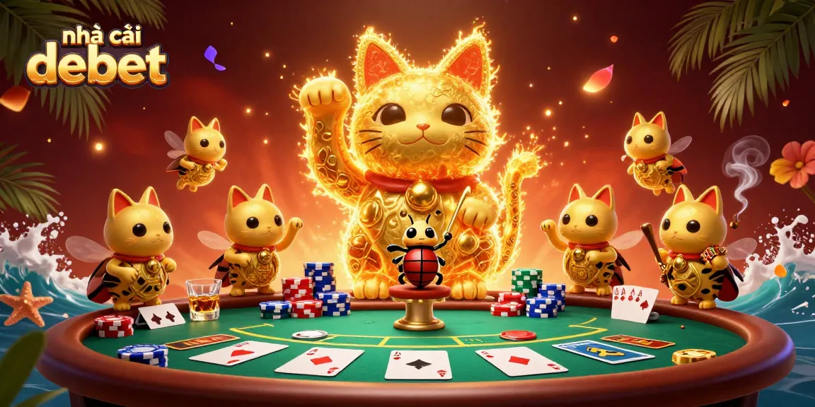 Enjoy thrilling wins with nhà cái debet in a vibrant casino-themed 3D illustration showcasing gaming excitement.
