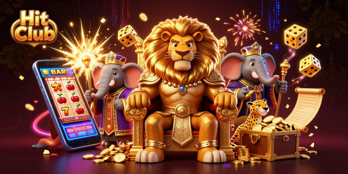 Engage with Hit Club in an exciting casino environment featuring vibrant 3D characters and dynamic game elements.