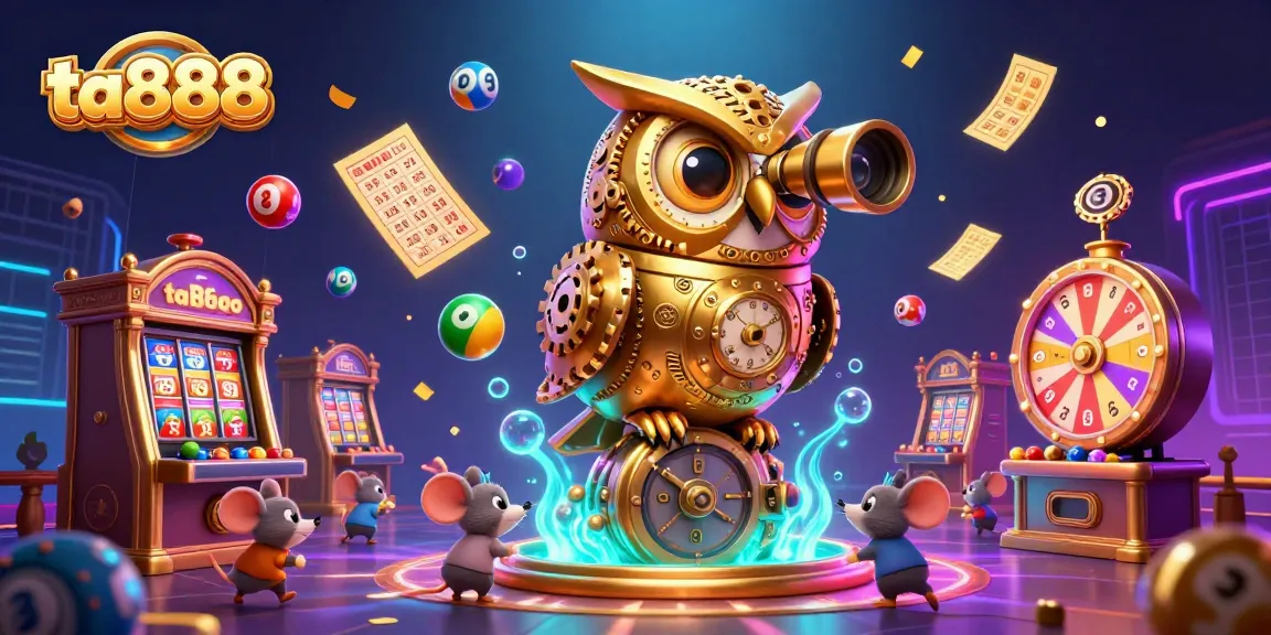 Engage with ta888's vibrant casino atmosphere, featuring a golden owl and animated elements.