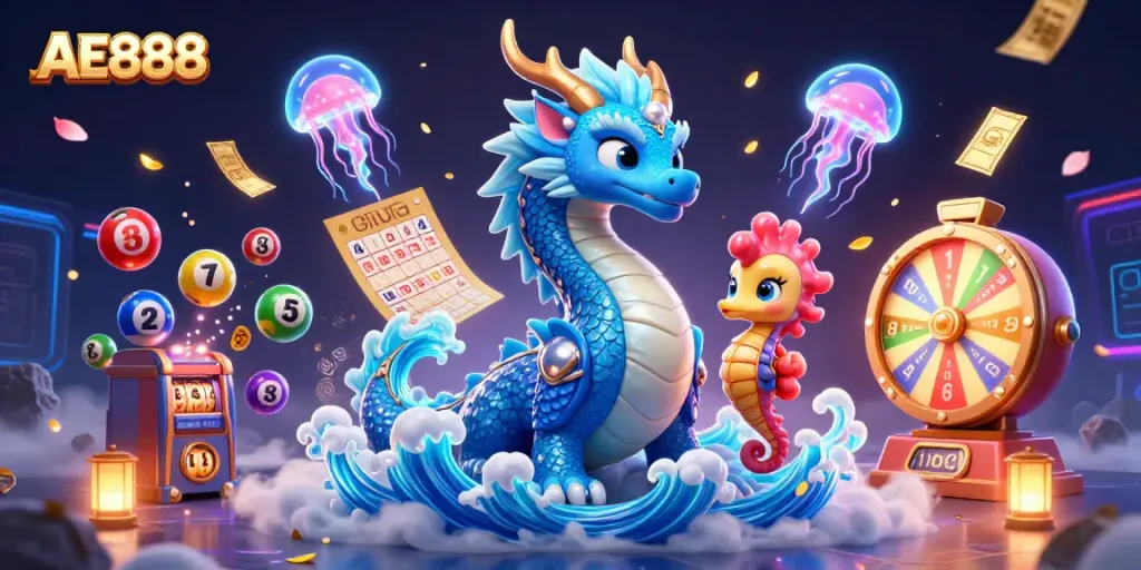 Engage in thrilling lottery games at AE888 with vibrant characters and dynamic prizes