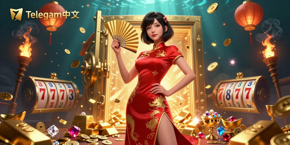 在Telegram中文中参与刺激的赌博，展示生动的赌场元素和自信的人物。