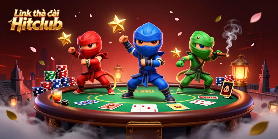Engage with Link nhà cái Hitclub through captivating gaming scenes with ninja chameleons and poker action.