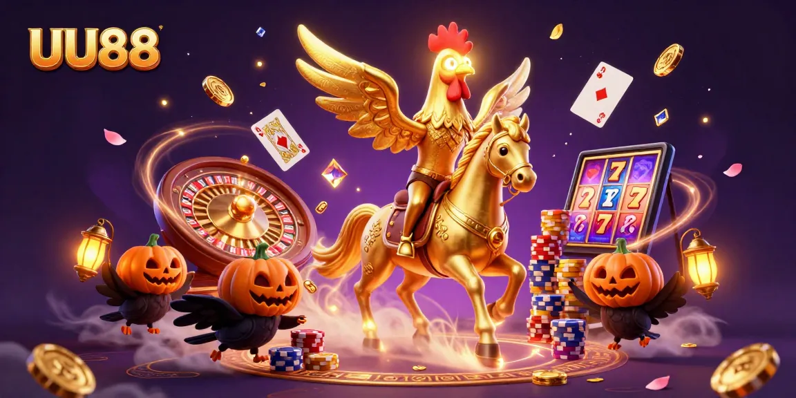 Play exciting casino games with UU88 featuring stunning visuals and dynamic golden elements.