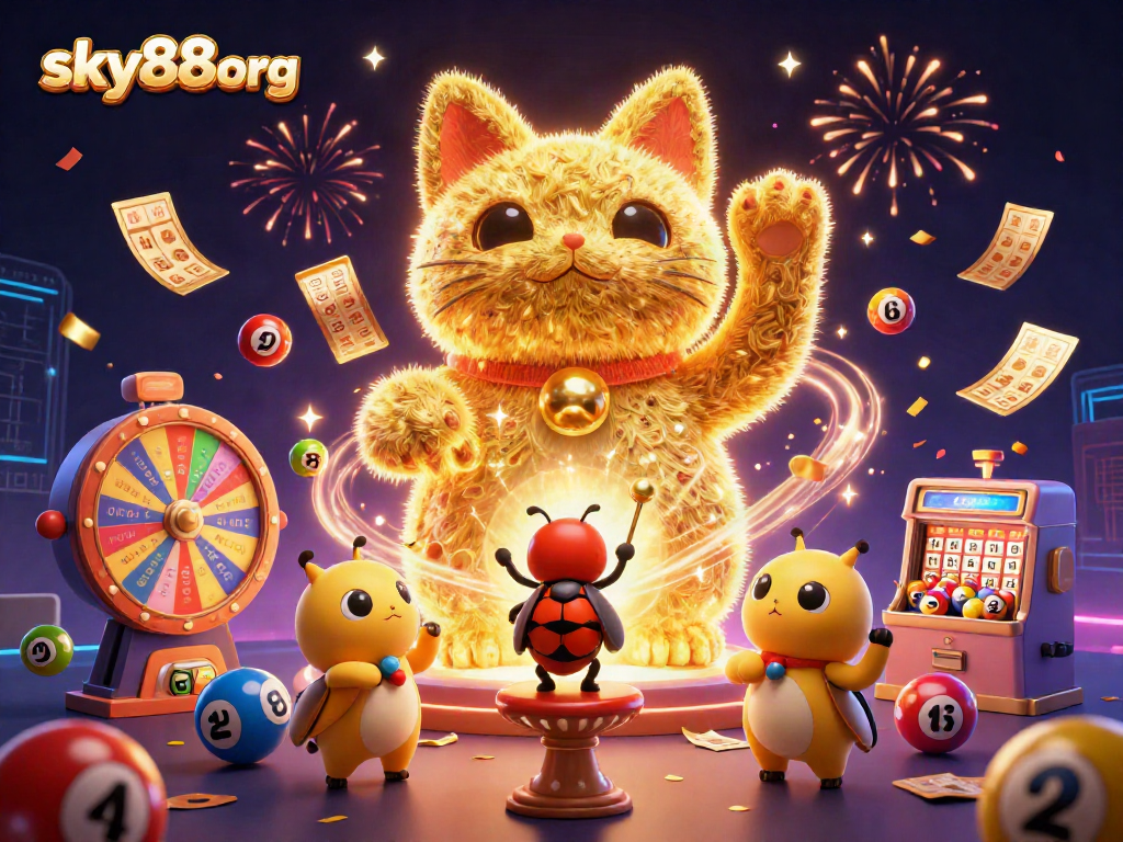Join the fun with sky88org's exciting casino adventure featuring lucky symbols and vibrant prizes!