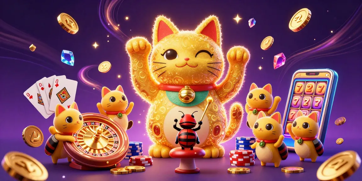 Experience thrilling excitement with the RED88 lucky cat amidst cascading coins and vibrant casino elements.
