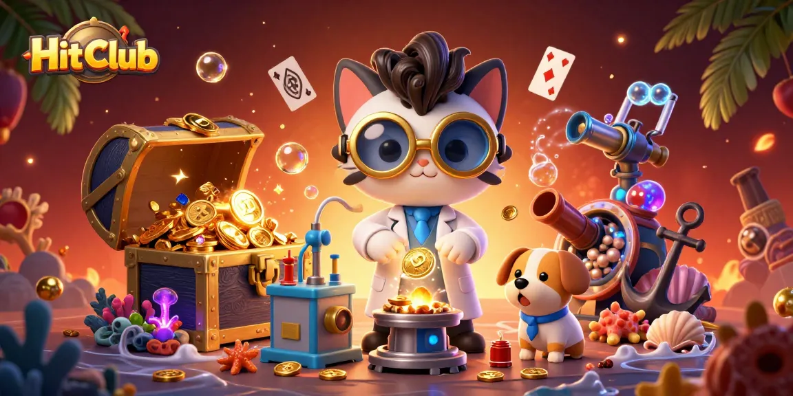 Hit Club showcases an exciting game of chance with vibrant characters and thrilling casino elements overflowing with gold and gems.