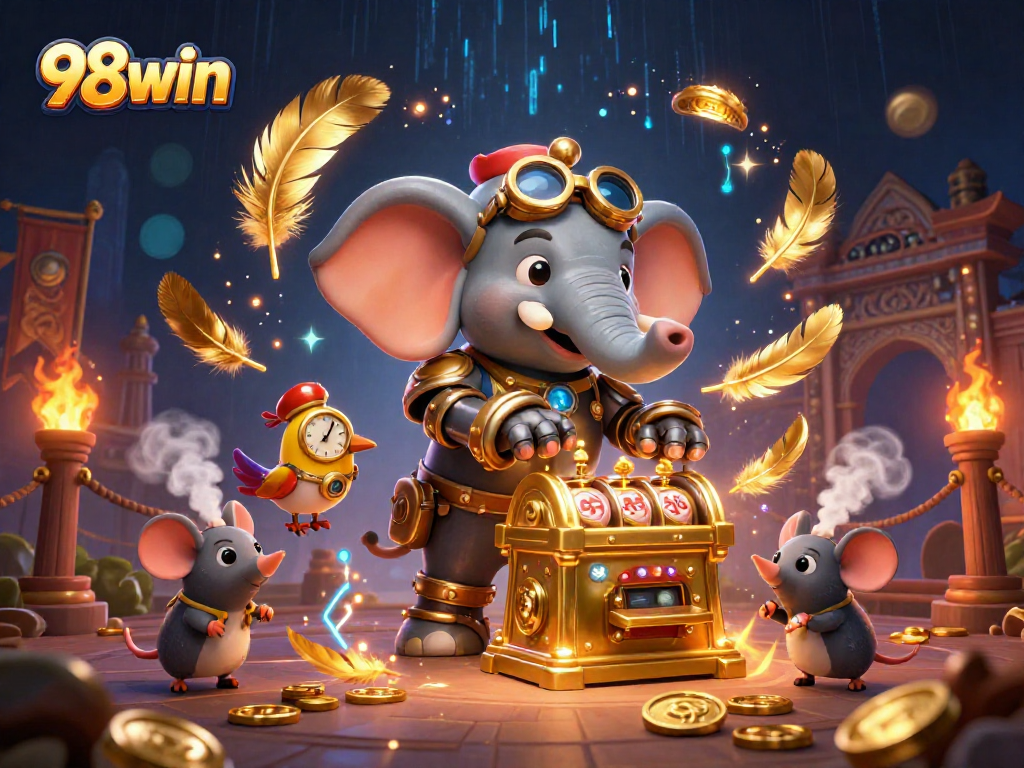 Experience excitement at 98win with bright golden slots and engaging casino elements.