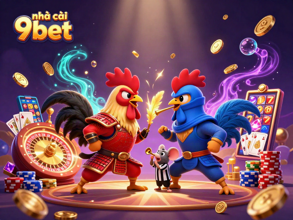 Nurture winning strategies at nhà cái 9bet with 3D cartoon roosters in an epic casino showdown.