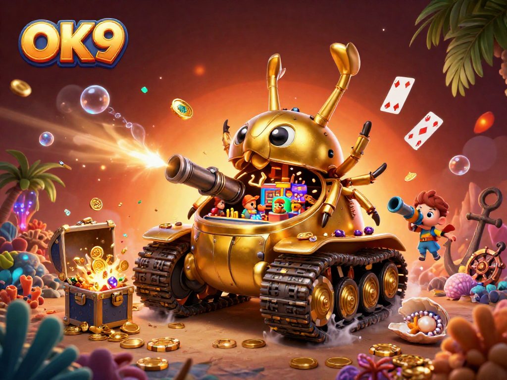 Bet on fun with OK9's colorful casino tank, featuring dynamic gameplay elements and rich treasures.