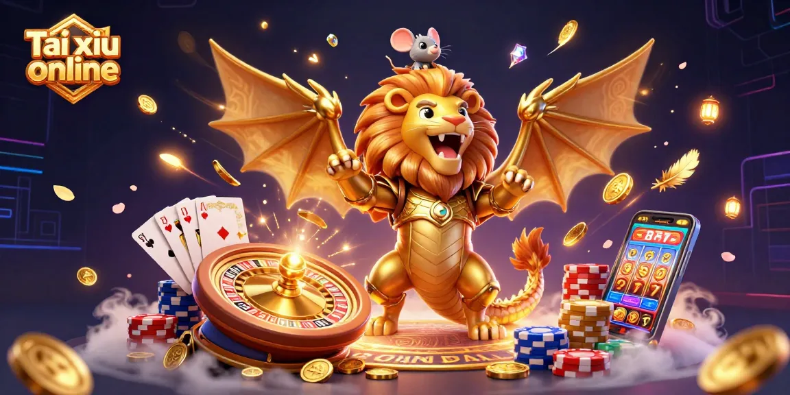 Experience thrilling Tai xiu online with a vibrant, action-packed casino scene featuring colorful game elements.