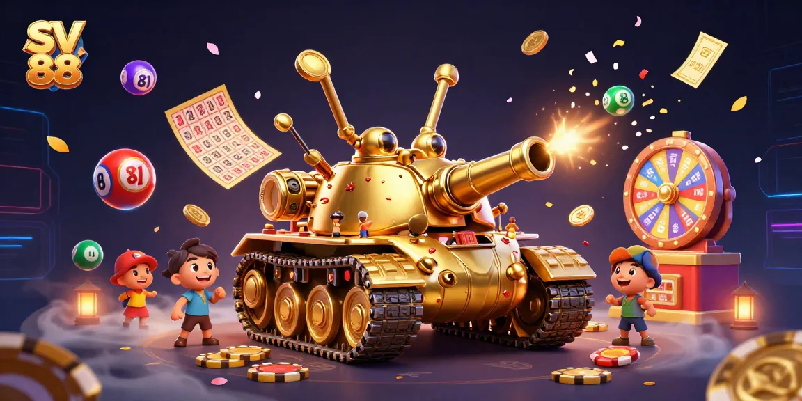 Experience SV 88's thrilling mini casino in a golden beetle tank bursting with excitement and opportunities.
